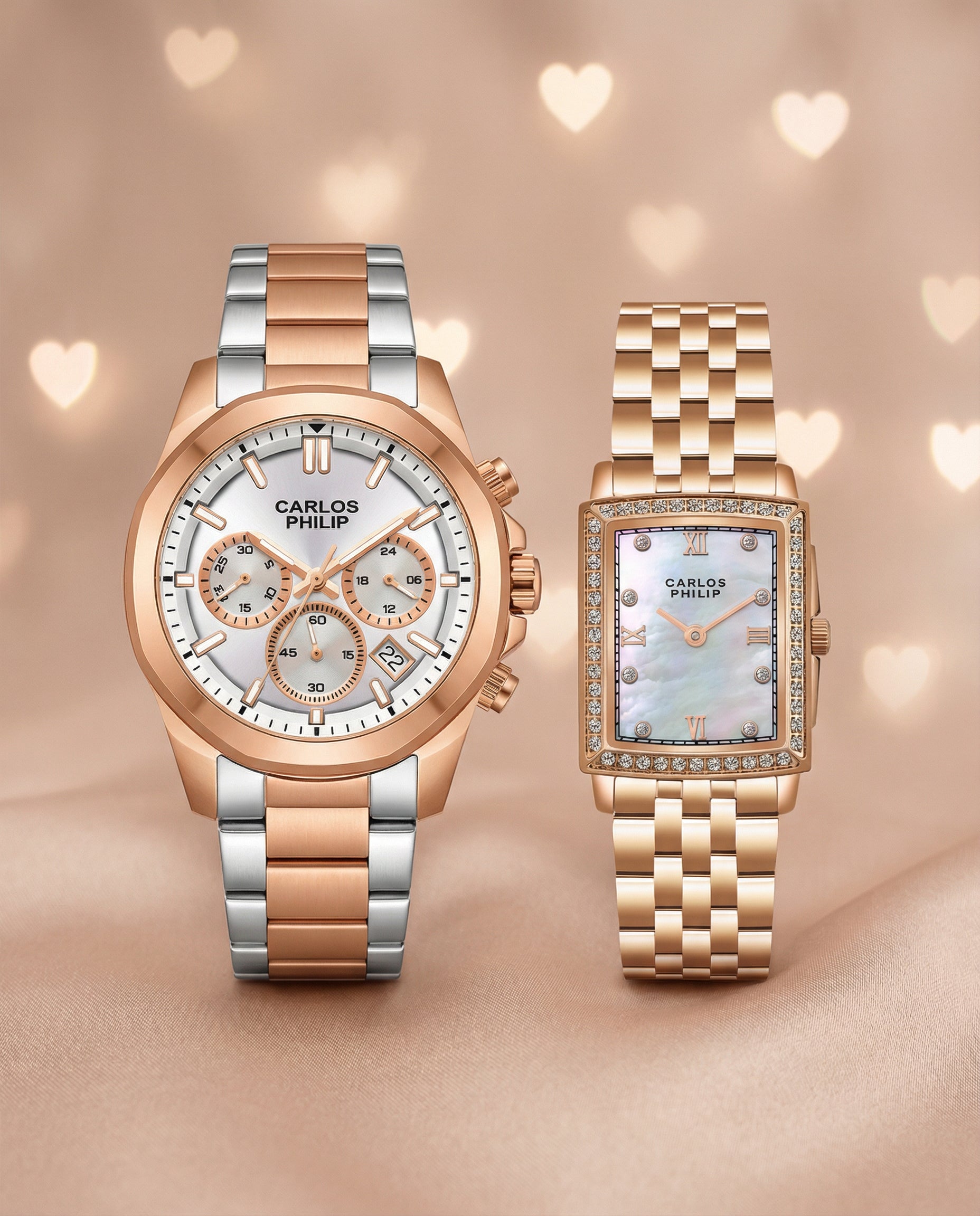 Aura-4061-1 + Dazzle Series S04029-2 Couple Watch
