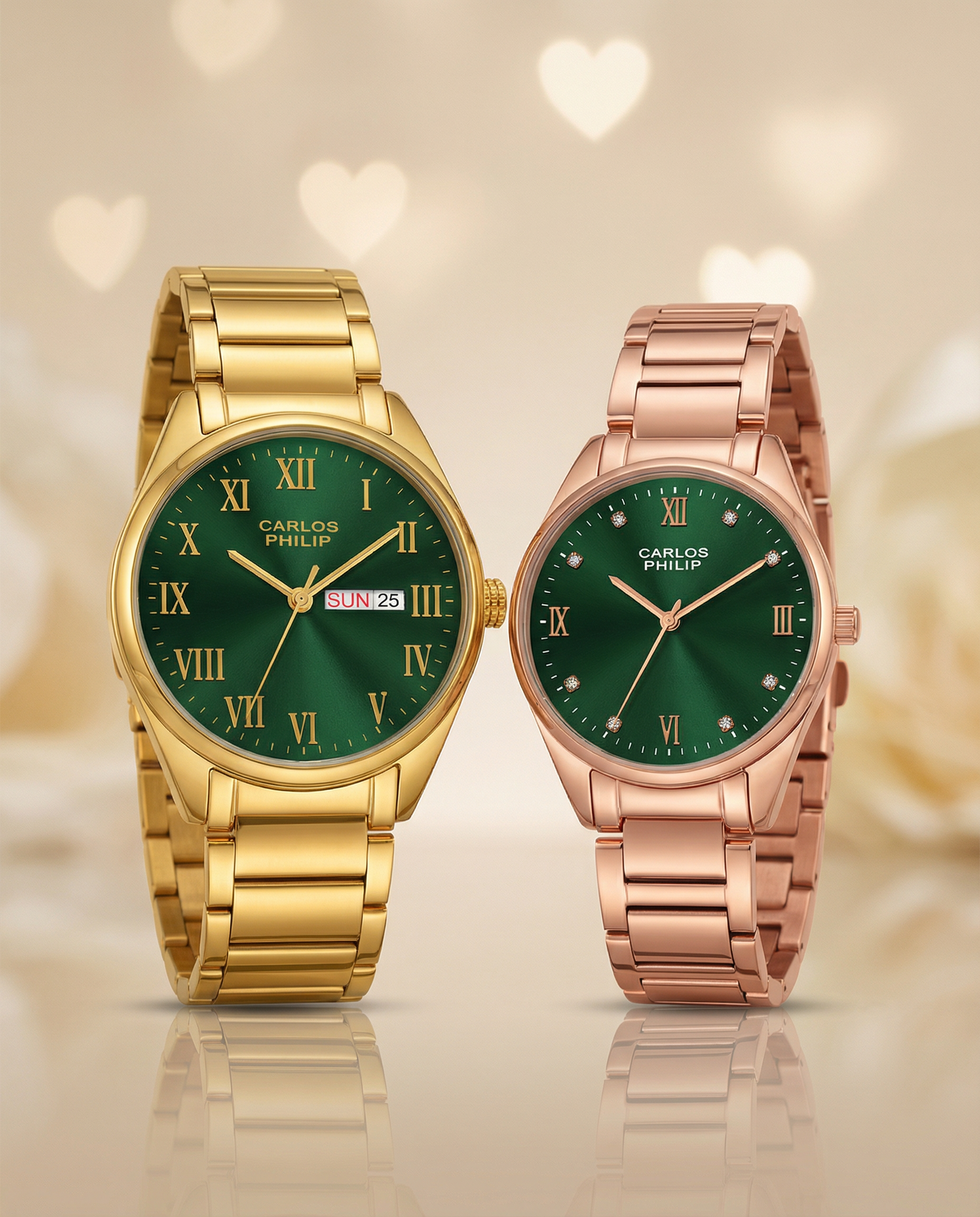 Divinia RSG 12 Green IGP + Lumina RSG Green IPR Couple Watch