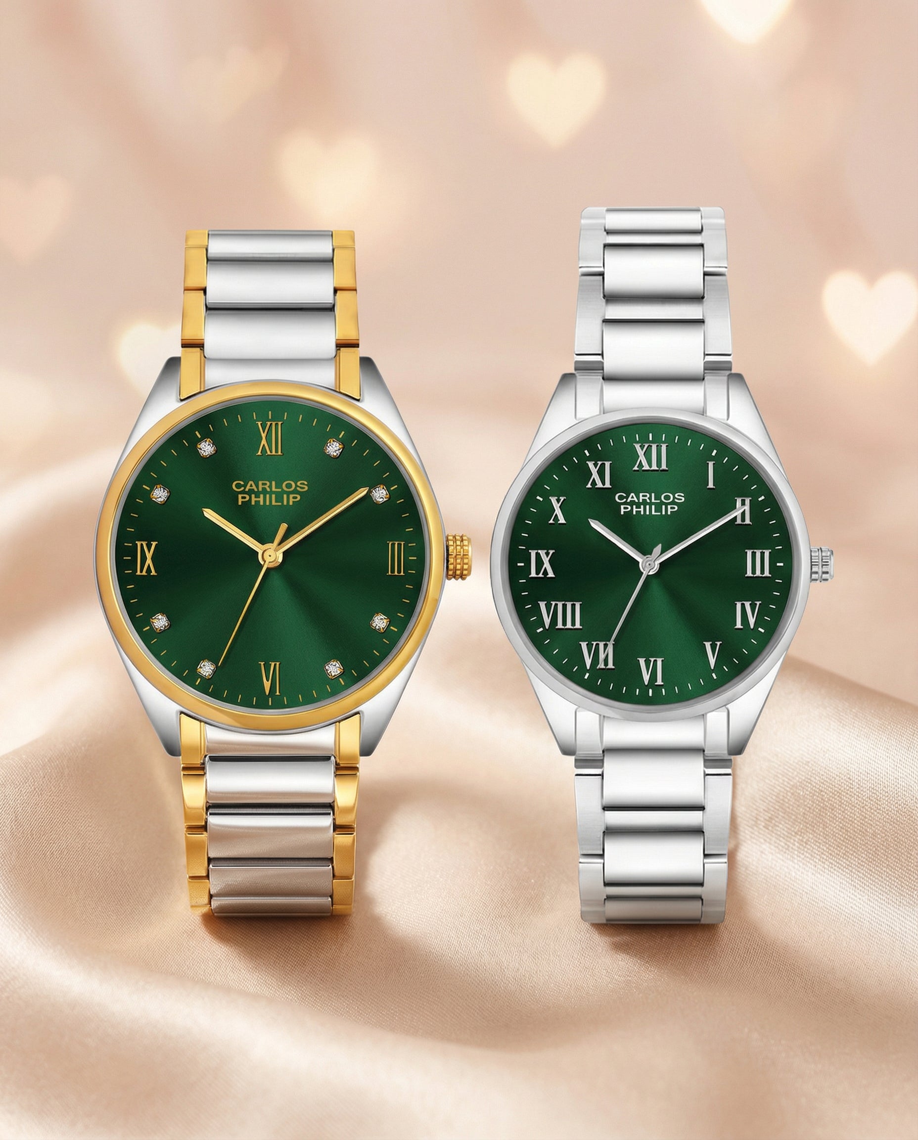 Romaluxe RSG 13 Green IGP TT + Celestia RSG 19 Green IPS Couple Watch